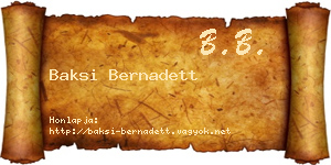 Baksi Bernadett névjegykártya